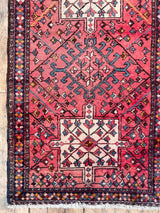 Red Vintage Persian Runner Rug close-up