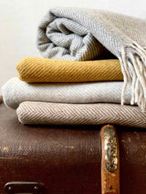 Recycled Wool Herringbone Blanket Sustainable Home Decor at Woven Kin Home