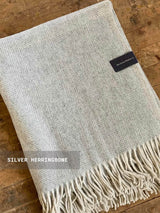 Recycled Wool Herringbone Blanket Sustainable Home Decor at Woven Kin Home