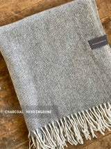 Recycled Wool Herringbone Blanket Sustainable Home Decor at Woven Kin Home