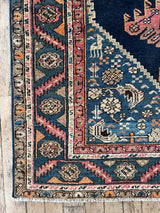 Colorful vintage area rug close-up border