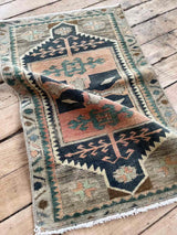 Vintage Turkish Accent Rug Woven Kin Home