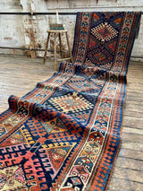Antique Caucasian Runner Rug