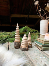 holiday handcrafted wooden tree trio