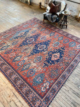 antique Caucasian Soumak area rug