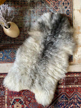 organic sheepskin rug - ivory and grey