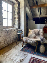 organic sheepskin rug - tan, grey, brown