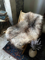 organic sheepskin rug - tan, grey, brown