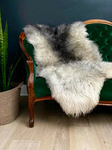 organic sheepskin rug - ivory and grey