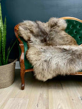 organic sheepskin rug - tan, grey, brown