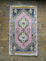 Vintage Turkish Tiny Accent Rug