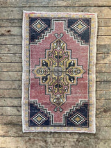 Vintage Turkish Tiny Accent Rug