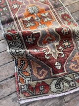 Vintage Turkish Tiny Accent Rug