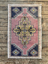 Vintage Turkish Tiny Accent Rug