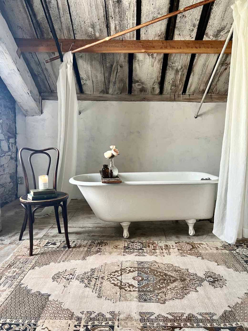 Vintage rug sustainable home decor at Woven Kin Home
