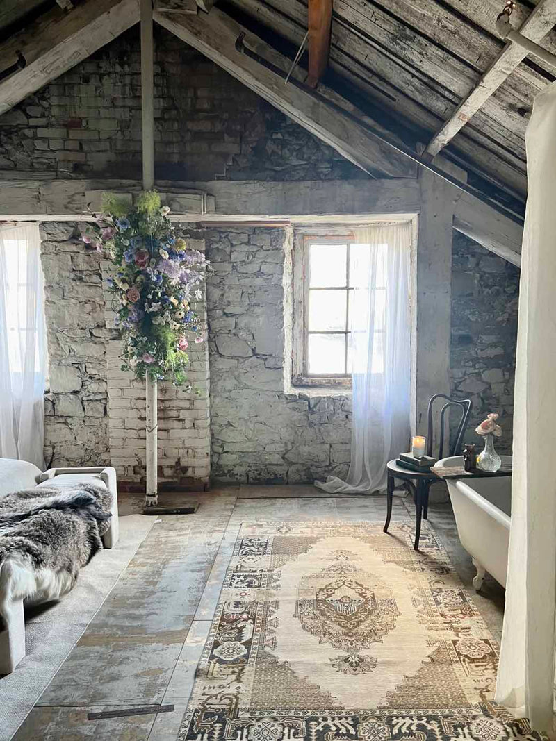 Vintage rug sustainable home decor at Woven Kin Home
