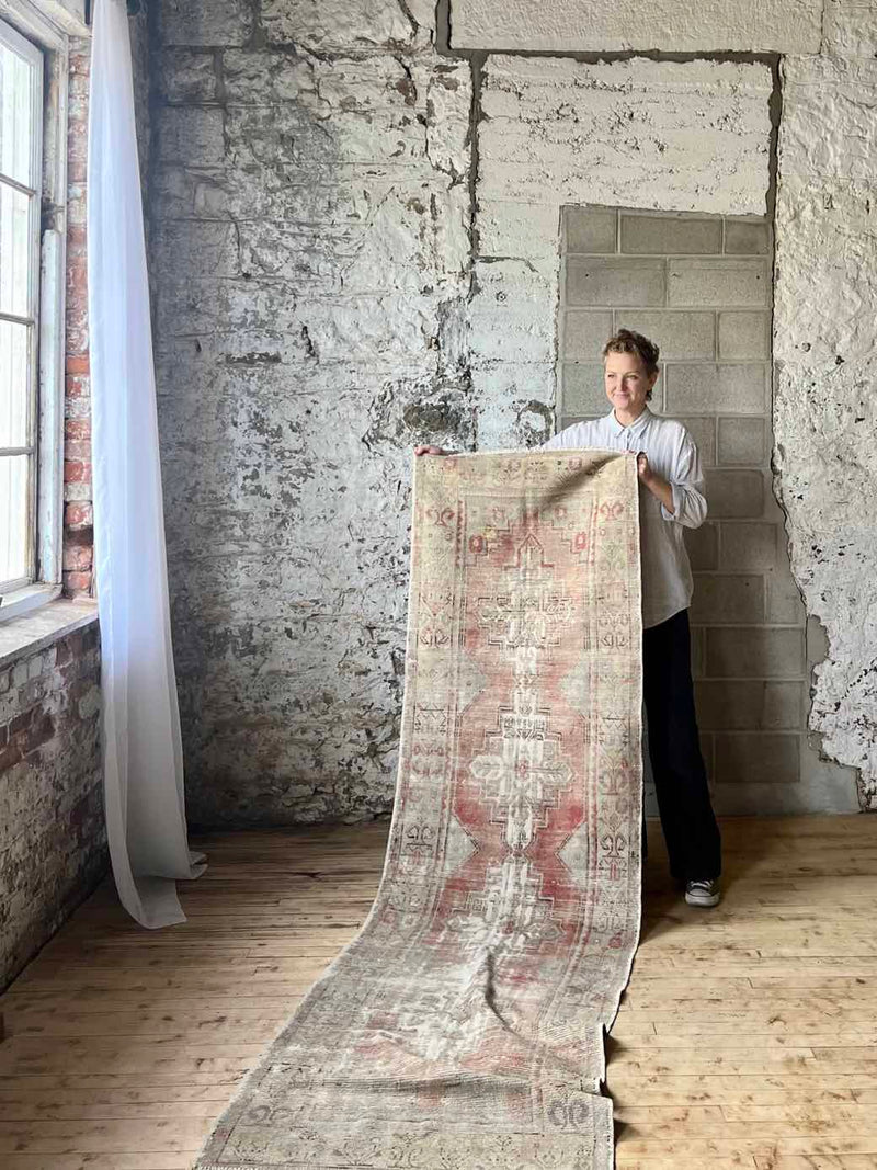 Vintage runner rug sustainable home decor at Woven Kin Home