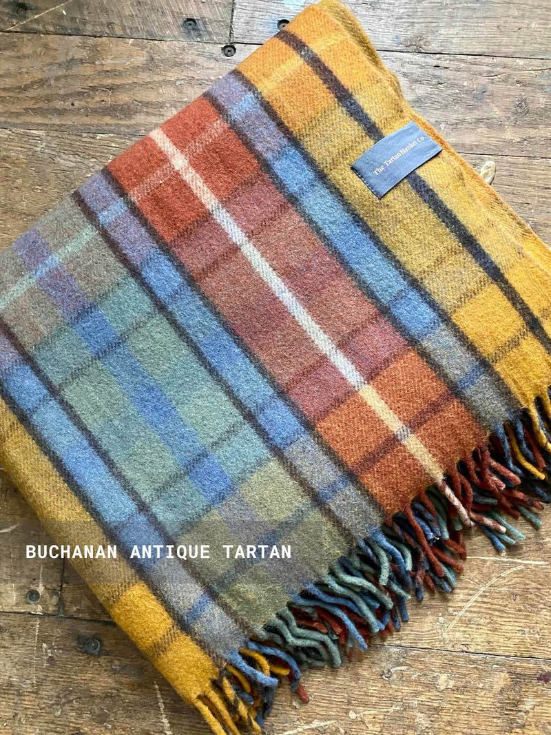 Oversized Recycled Wool Plaid Blanket at Woven Kin Home