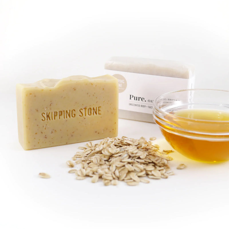 Stone Pure Oatmeal Honey Unscented Face + Body Soap Woven Kin Home Bath