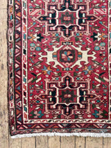 Vintage Persian Karajah rug with colorful medallions