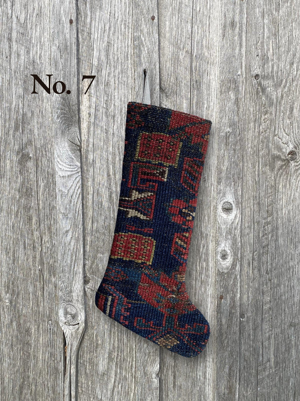 holiday vintage rug stocking