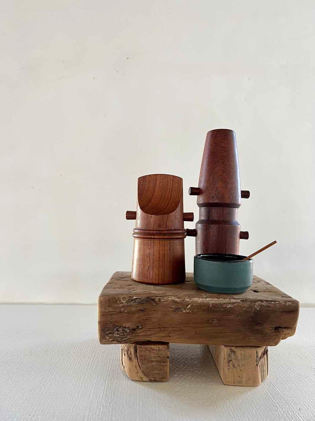 Handcrafted Antique Wooden Risers at Woven Kin Home