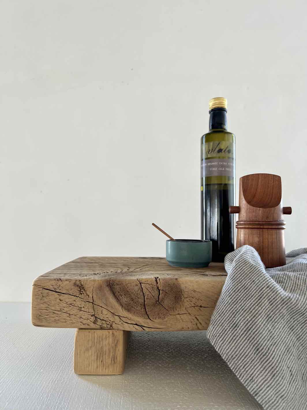 Handcrafted Antique Wooden Risers at Woven Kin Home