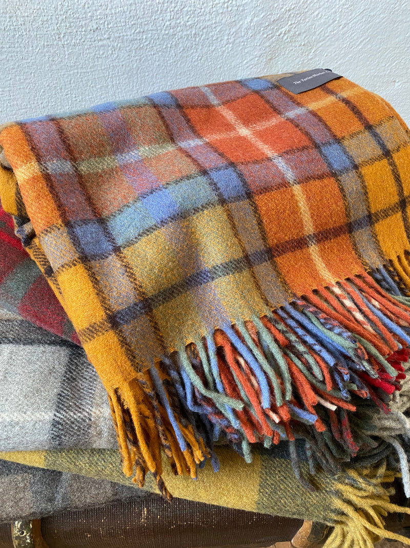 Recycled Wool Plaid Blanket at Woven Kin Home