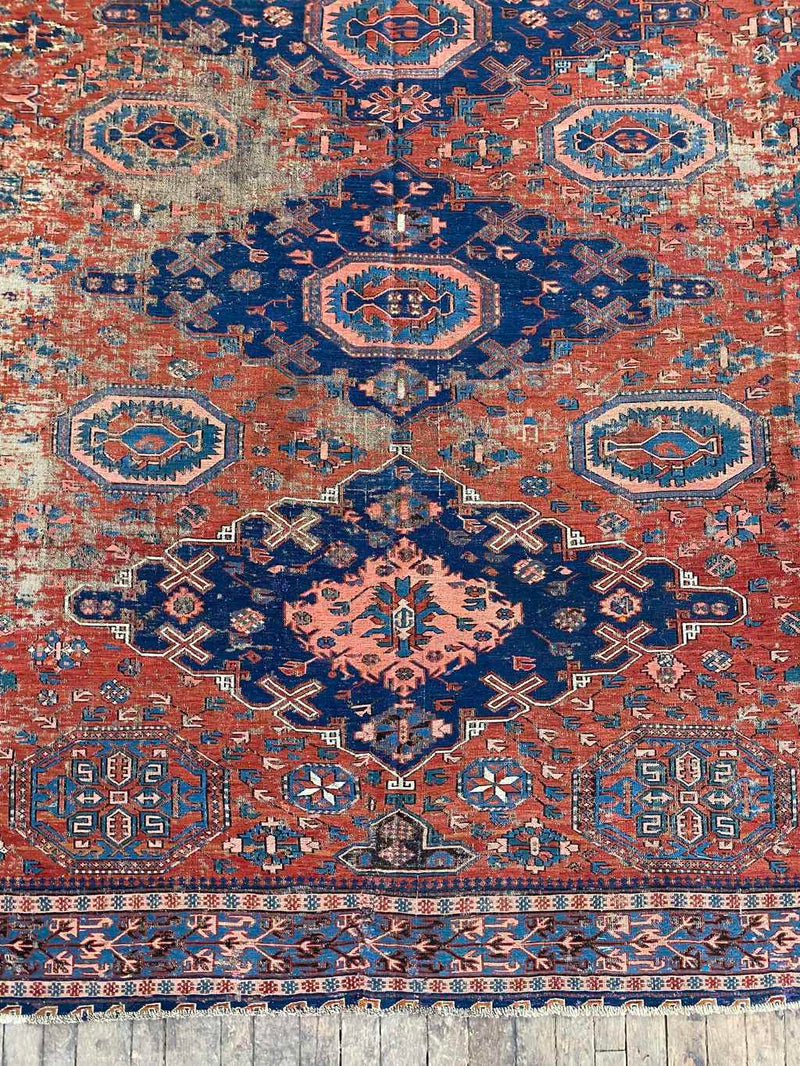 antique Caucasian Soumak area rug