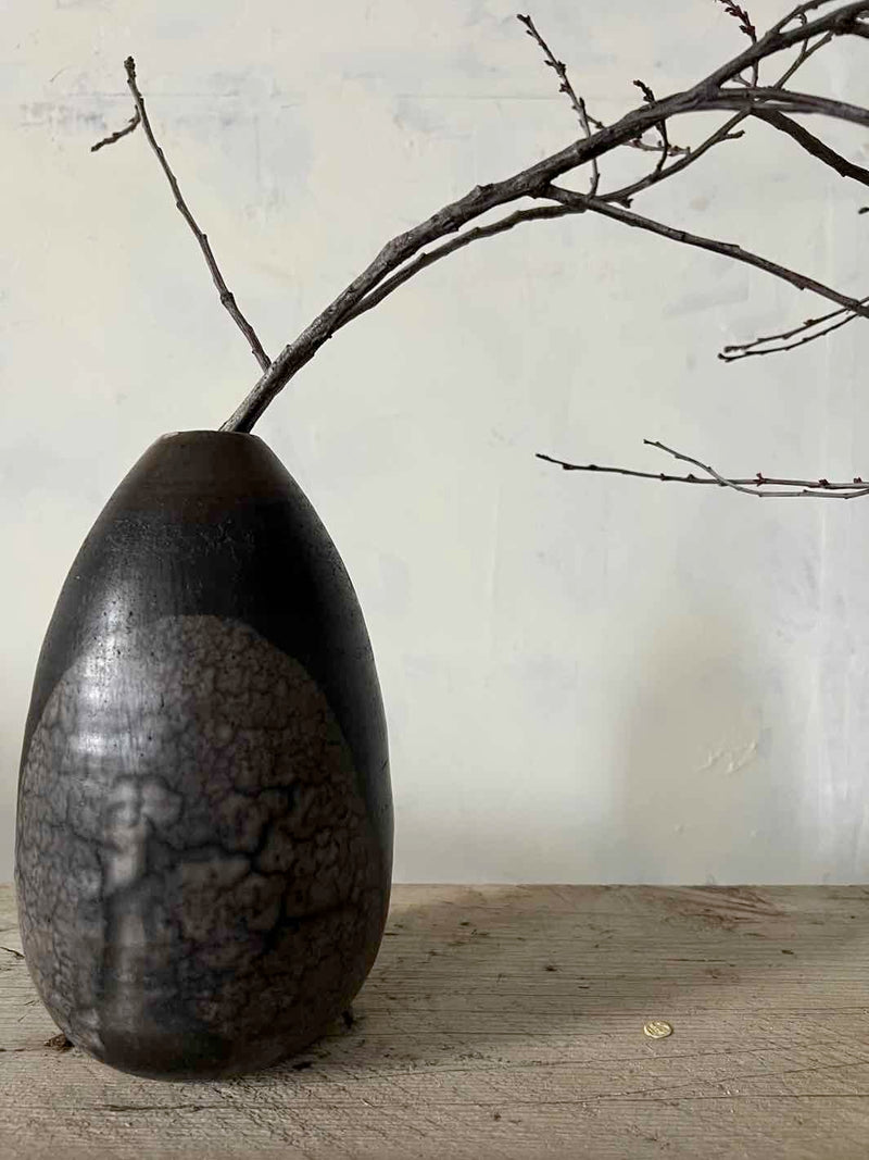 Medium Raku Fired Ceramic Vase