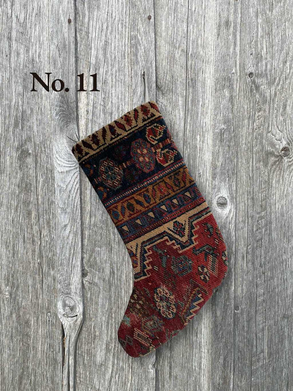 holiday vintage rug stocking