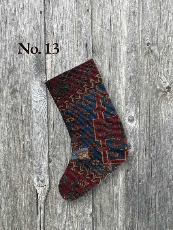 holiday vintage rug stocking