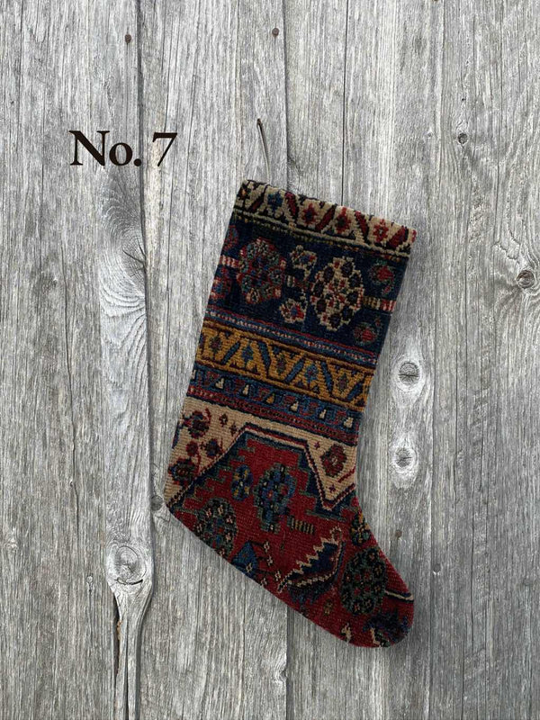 holiday vintage rug stocking