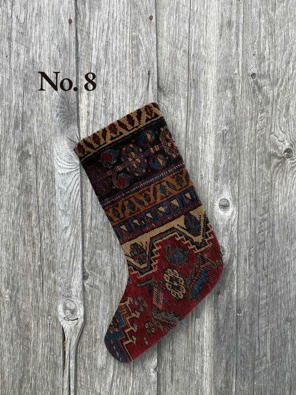 holiday vintage rug stocking