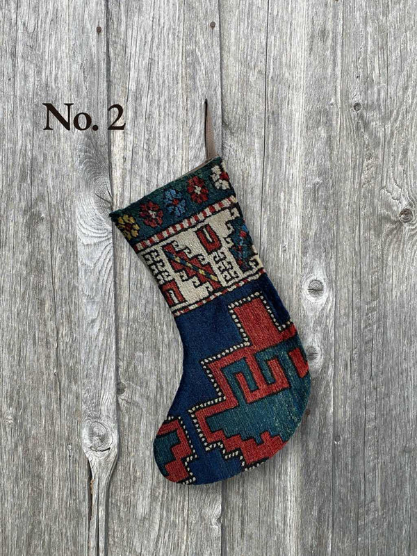 holiday vintage rug stocking