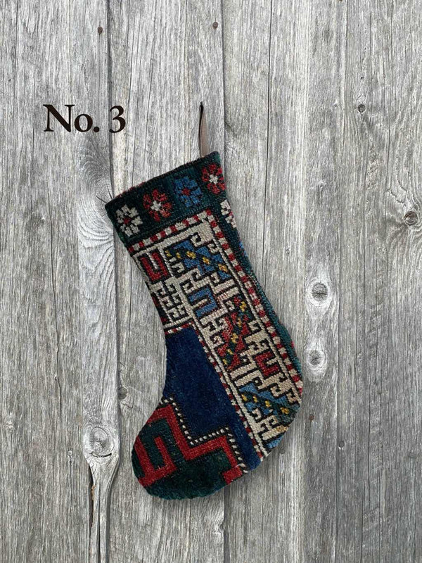 holiday vintage rug stocking
