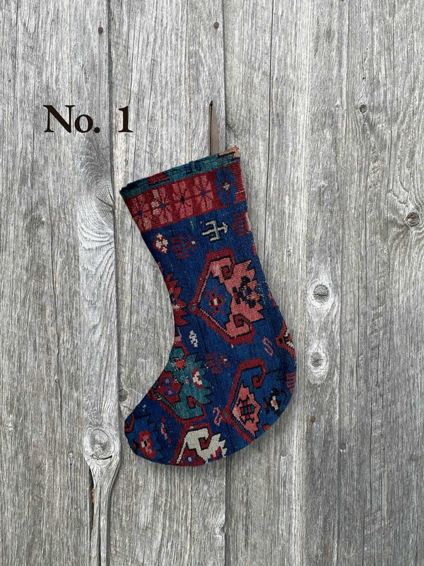 holiday vintage rug stocking