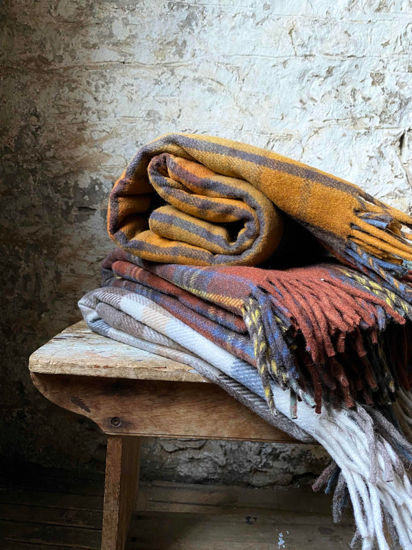 recycled wool plaid blankets