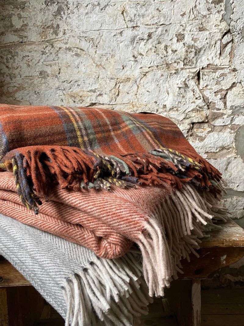 Recycled Wool Herringbone Blanket at Woven Kin Home