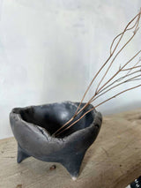 Small Raku Fired Ceramic Footed Bowl