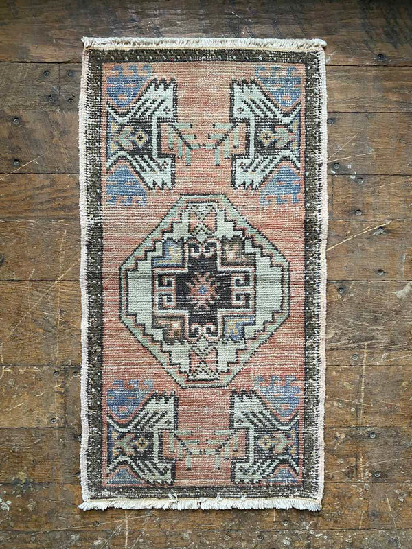 Vintage Turkish Tiny Accent Rug