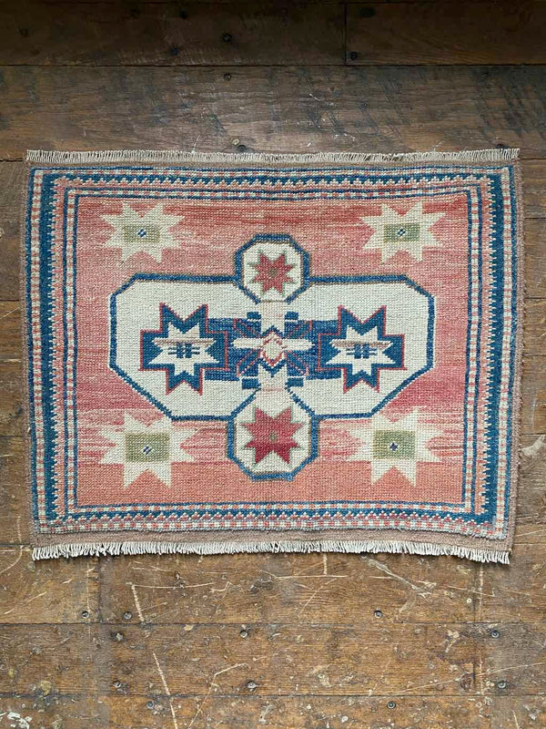 Vintage Turkish Tiny Accent Rug