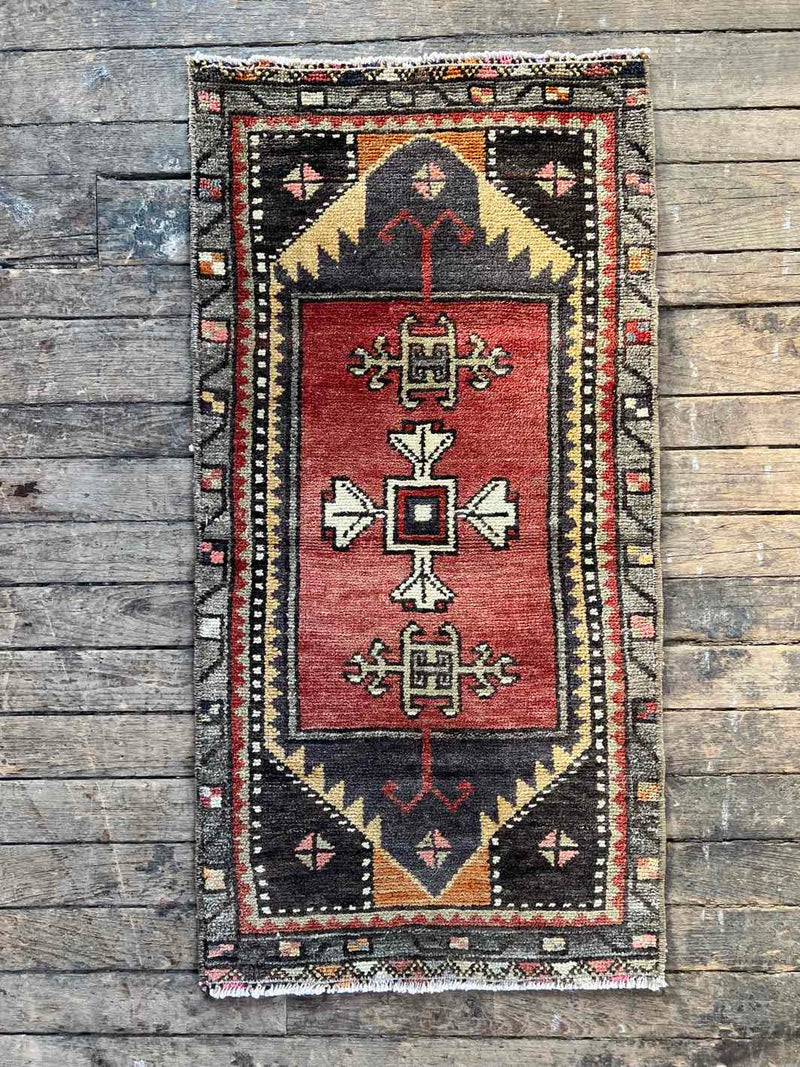 Vintage Turkish Tiny Accent Rug