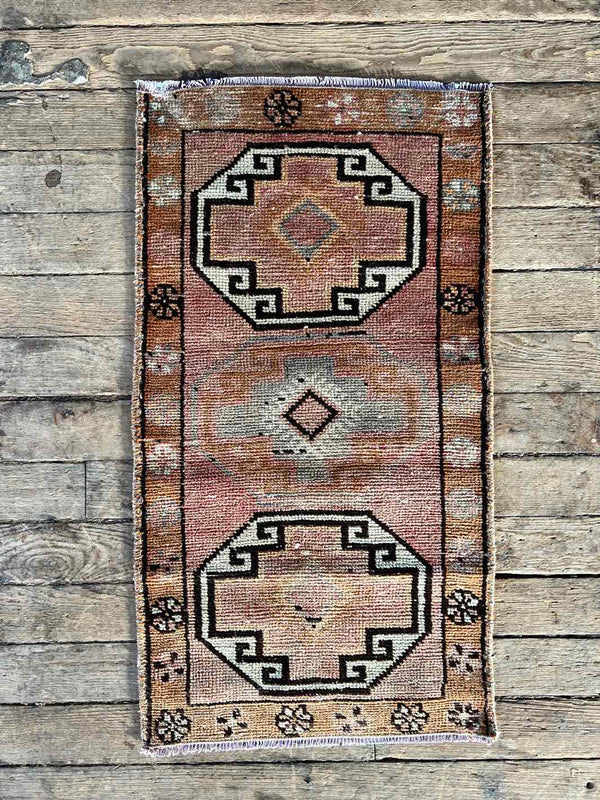 Vintage Turkish Tiny Accent Rug