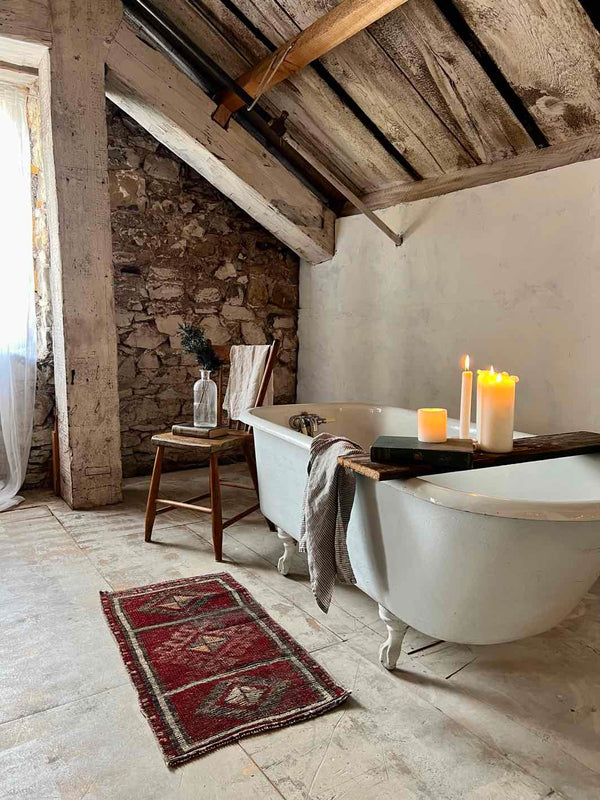 Vintage Turkish Tiny Accent Rug