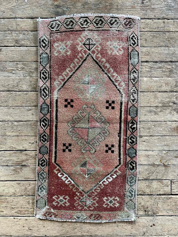 Vintage Turkish Tiny Accent Rug